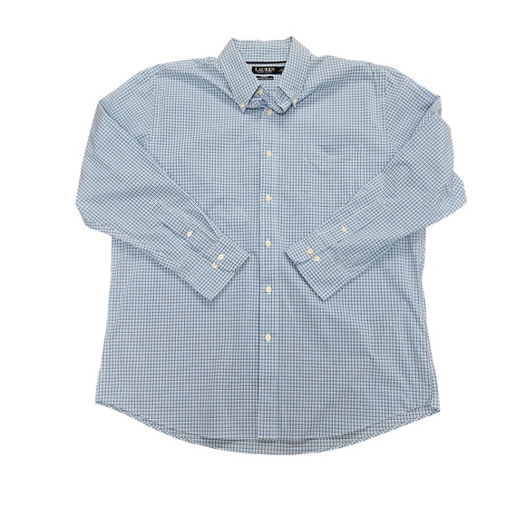 Lauren Ralph Lauren Other - Lauren Ralph Lauren Dress Shirt 18 34/35 2XL Blue Plaid Check Slim Stretch Fit